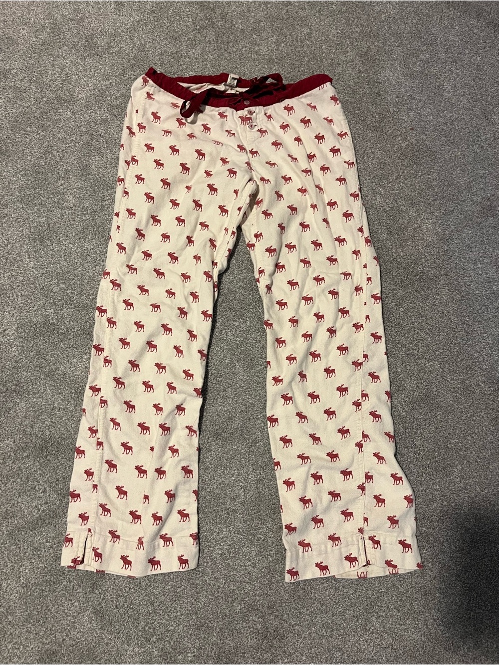 Vintage Abercrombie & Fitch Woman’s S Cream Pajama Pants with Red Moose Print